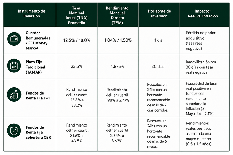 Tabla 1: Rendimientos Nominales vs. Necesidad de mayor Duración (Junio 2026)